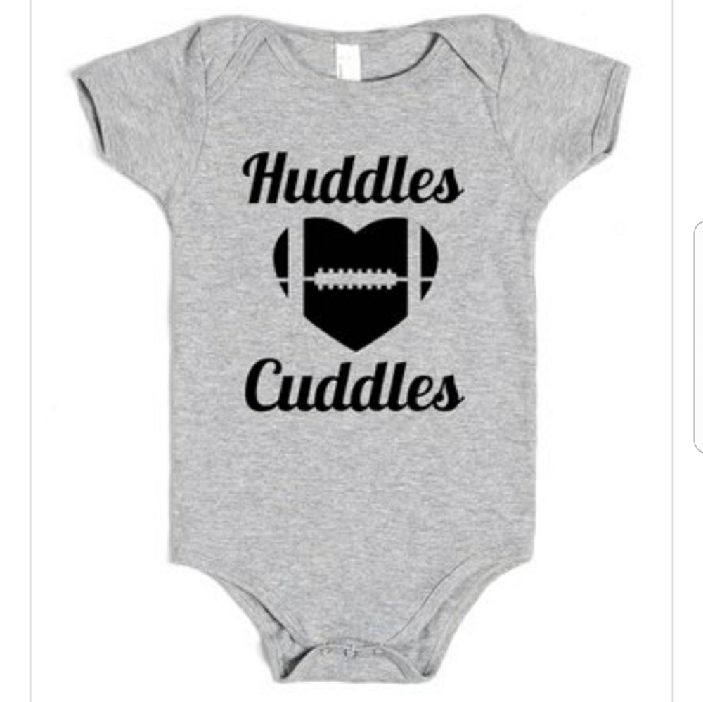 Football Huddles and Cuddles Funny Baby One Piece